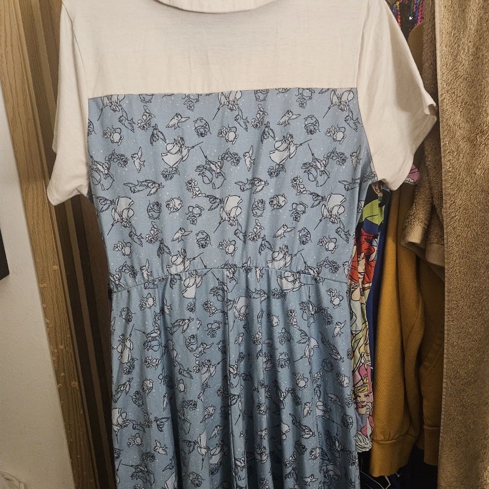 Hot Topic Disney Cinderella God Mother Gus Birds Jaq collared dress L Or XL - Picture 2 of 6